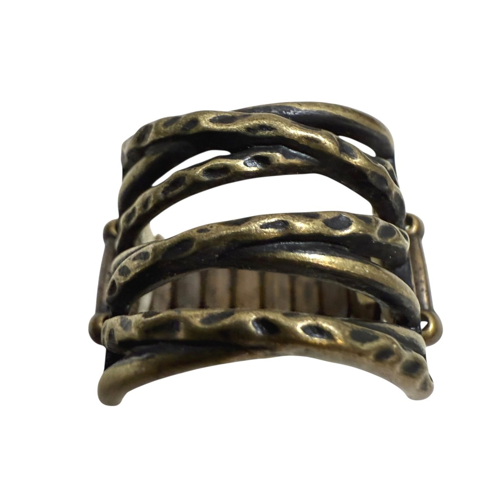 Statement Bronze Tone Ring Wide Band Stretch Adjustable Fashion Jewelry Size 7